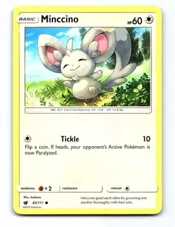 Minccino 85/111 Common Crimson Invasion Pokemon Lightly Played - Image 1