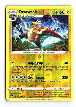 Dracozolt 065/189 Rare Darkness Ablaze Pokemon Reverse Holo Near Mint - Image 1