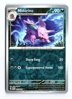 Nidorino 033/165 Uncommon 151 Pokemon Reverse Holo Near Mint - Image 1