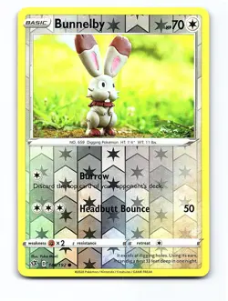 Bunnelby 146/192 Common Rebel Clash Pokemon Reverse Holo Near Mint - Image 1