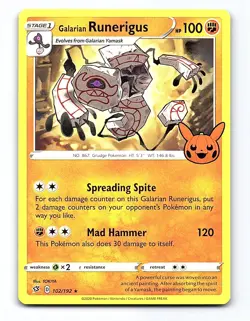 Galarian Runerigus 102/192 Rare Trick or Trade BOOster 2023 Pokemon Near Mint - Image 1