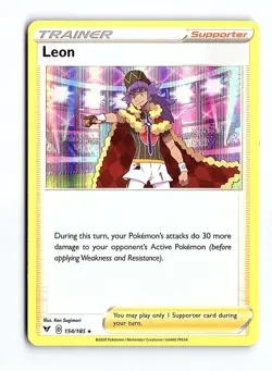 Leon 154/185 Holo Rare Vivid Voltage Pokemon Holo Near Mint - Image 1