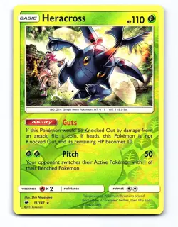 Heracross 11/147 Rare Burning Shadows Pokemon Reverse Holo Near Mint - Image 1