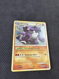 Nidoking 6/102 HGSS Triumphant Cracked Ice Holo Pokemon MP - Image 2