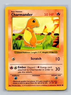 (1x) Pokemon Card - Charmander Base Set (Shadowless) 46/102 Common LP (x1) - Image 5