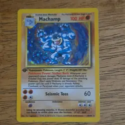 Machamp 8/102 Base Set 1st Edition Holo Rare Pokemon Card 008/102 MP - Image 1