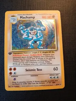 Machamp 8/102 Base Set Shiny Holo Rare 1st Edition Old Pokemon Card 1999 G - Image 2