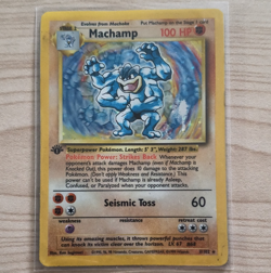 Pokemon TCG Machamp 8/102 Base Set Holo Rare 1st Edition 1999 English MP - Image 1