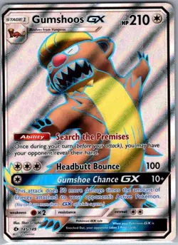 Gumshoos GX (Full Art) 145/149 SM Base Set - Pokemon Card - NM - Image 1