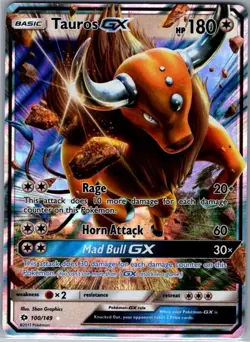 Tauros GX 100/149 SM Base Set - Pokemon Card - NM - Image 1