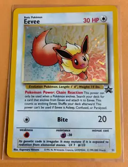 Eevee 11 Holo Promo Black Star Pokemon Card with Swirl Excellent Condition (3) - Image 1