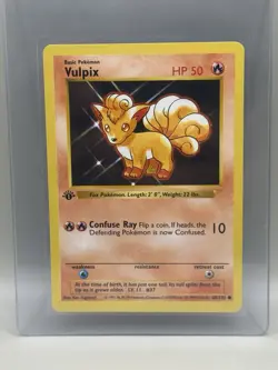 1st Edition Shadowless Vulpix 68/102 Base Set Rare Vintage Pokemon Card -MP - Image 1