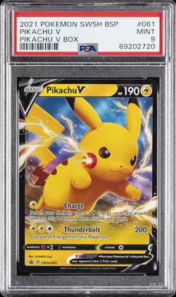 2021 POKEMON SWSH BLACK STAR PROMO PIKACHU V BOX #061 PIKACHU V PSA 9 - Image 1
