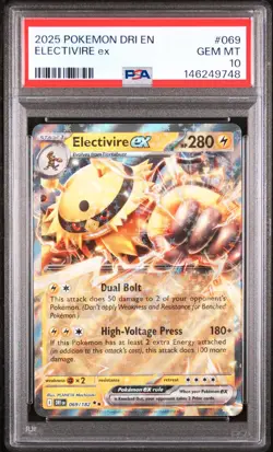 2025 POKEMON DRI EN-DESTINED RIVALS 069 ELECTIVIRE EX PSA 10 - Image 1