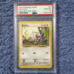1999 POKEMON BASE SET 1999-2000 “4TH PRINT” #61 RATTATA PSA 10 - Image 2