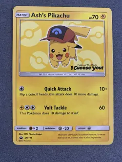 Pokemon TCG Ash's Pikachu SM111 SM Promo 2017 English - Moderate Play - Image 1