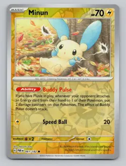 Minun 061/182 Common Paradox Rift Pokemon Reverse Holo Near Mint - Image 1