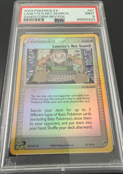 2003 Pokemon EX Sandstorm Lanette's Net Search Reverse Holo 87/100 PSA 9 - Image 2
