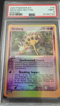 2003 Pokemon EX Dragon Girafarig Reverse Holo 16/97 PSA 9 - Image 2
