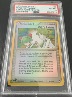 2003 Pokemon EX Sandstorm Wally's Training Reverse Holo 89/100 PSA 8 - Image 2