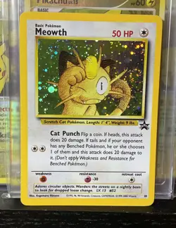 Meowth Holo SWIRL - Black Star Promo #10 - Rare Pokemon WOTC 1999 - NM / MINT - Image 1