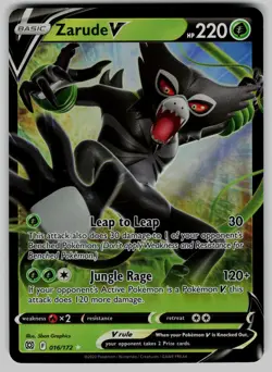 Zarude V 016/172 Holo V Rare Brilliant Stars Pokemon Moderately Played - Image 1