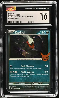 CGC 10 Darkrai Cosmos Holo 136/197 Trick or Trade BOOster Pokemon Card - Image 1