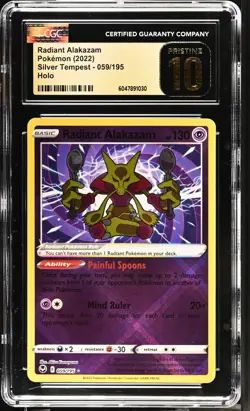 CGC 10 Pristine Radiant Alakazam 059/195 Silver Tempest Pokemon Card - Image 1