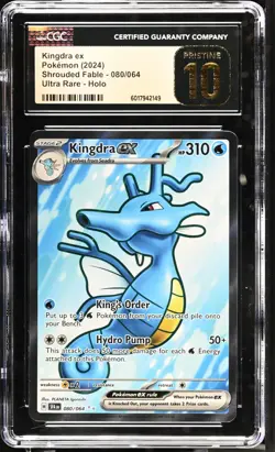 CGC 10 Pristine Kingdra ex 080/064 Full Art Shrouded Fable 2024 Pokemon Card - Image 1