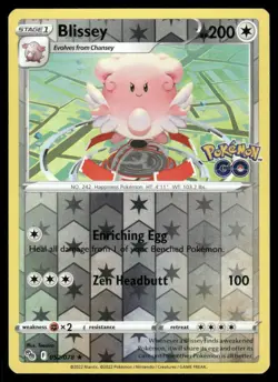Pokemon Cards Blissey 052/078 Reverse Holo Pokemon GO Holo Rare NM - Image 1