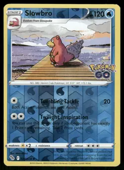 Pokemon Cards Slowbro 020/078 Reverse Holo Pokemon GO Uncommon NM - Image 1