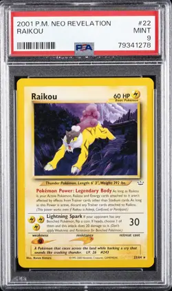 2001 POKEMON NEO REVELATION #22 RAIKOU PSA 9 - Image 1