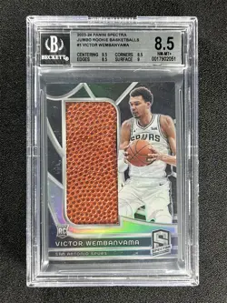 2023-24 Panini Spectra Victor Wembanyama Jumbo Basketballs Patch RC /15 BGS 8.5 - Image 1