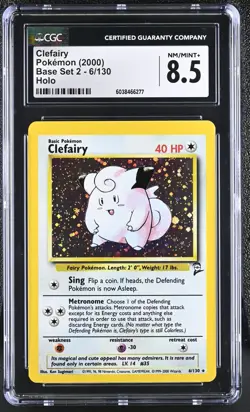 CGC 8.5 Clefairy Holo 6/130 Base Set 2 2000 Pokemon Card - Image 1