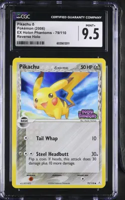 CGC 9.5 Pikachu Reverse Holo 79/110 EX Holon Phantoms 2006 Pokemon Card - Image 1