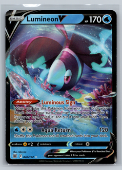 Lumineon V 040/172 Sword & Shield Brilliant Stars Ultra Rare Pokemon TCG Card NM - Image 1