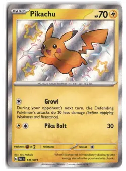 Pikachu 131/091 Shiny Rare Paldean Fates Pokemon Holo NM - Image 1