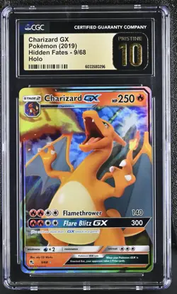 CGC 10 Pristine Holo Charizard GX 9/68 Hidden Fates 2019 Pokemon Card - Image 1