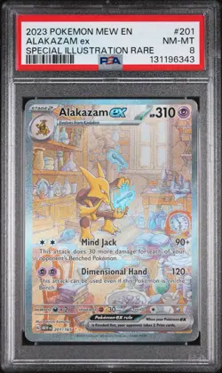 2023 POKEMON MEW EN-151 SPECIAL ILLUSTRATION RARE #201 ALAKAZAM EX PSA 8 - Image 1