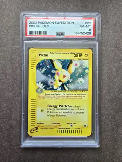 Pokemon TCG Expedition Base Set Pichu-Holo 22/165 Rare PSA 8 - Image 1