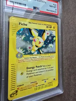 Pokemon TCG Expedition Base Set Pichu-Holo 22/165 Rare PSA 8 - Image 2