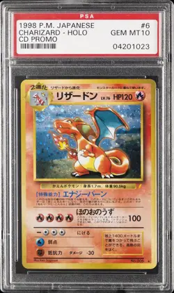 1999 POKEMON JAPANESE CD PROMO CD PROMO #6 CHARIZARD-HOLO PSA 10 - Image 1