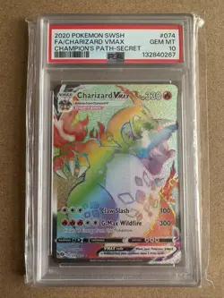 Pokemon TCG Charizard VMAX 074/073 Champion's Path Secret Rare Holo PSA 10 - Image 1