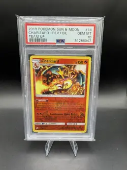 Pokemon Charizard 14/181 Sun & Moon Team Up Reverse Holo Rare PSA 10 2019 - Image 1