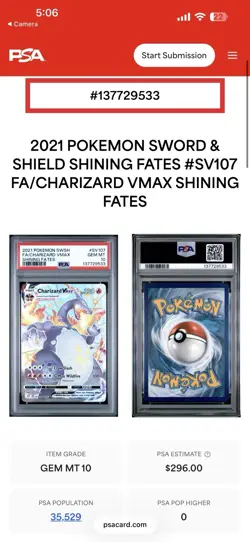 Pokemon 2021 Charizard VMAX SV107/SV122 Shining Fates FA Holo PSA 10 - Image 3