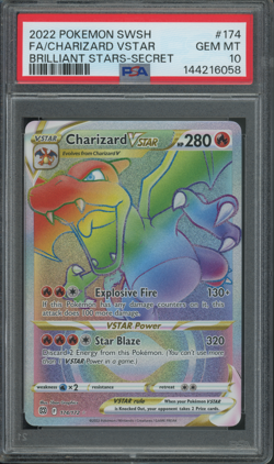 2022 Pokemon Charizard VSTAR #174 Swsh Brilliant Stars Holo PSA 10 GEM MINT - Image 1