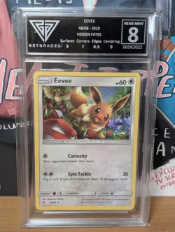 Eevee 48/68 Hidden Fates Pokemon Card - GetGraded Near Mint 8 - Image 2