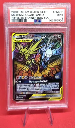 2019 Pokemon TCG Moltres-Zapdos-Articuno Hidden Fates ETB Promo #SM210 PSA 9 - Image 1