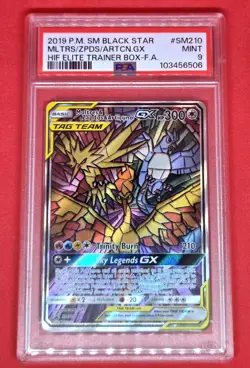 2019 Pokemon TCG Moltres-Zapdos-Articuno Hidden Fates ETB Promo #SM210 PSA 9 - Image 4