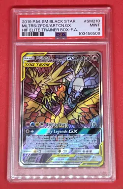 2019 Pokemon TCG Moltres-Zapdos-Articuno Hidden Fates ETB Promo #SM210 PSA 9 - Image 5